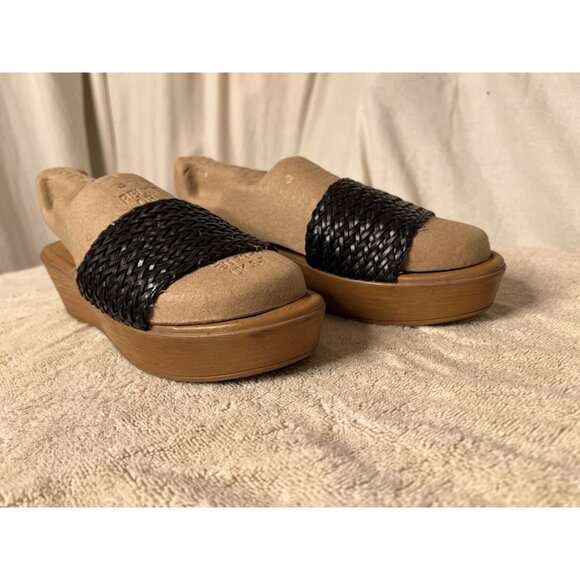 BASS Women's Willow Slide Leather Platform Sandals Size 7 1/2M Black & Brown - Picture 6 of 12